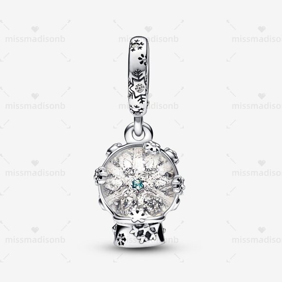 Pandora Snowflake Snowglobe Dangle Charm - Picture 2 of 5
